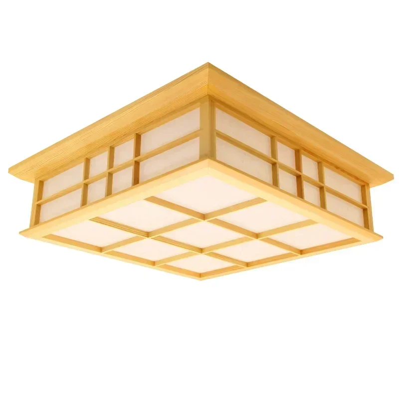 

For 55 X 55 Cm Quadratische LED-Deckenleuchte Aus Massivem Holz In Natürlichem Finish Im Japanischen Stil, Lichter Und Beleuchtu