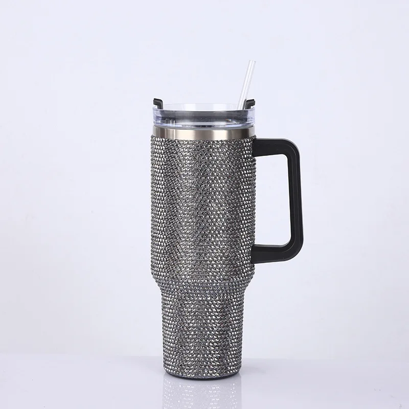 2024  design  40oz  with handle bling stainless  luxury vacuum flask large capacity thermos