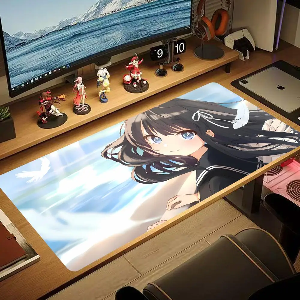

An Anime Girl Is Looking Back Mouse Pad non-slip Gaming Mousepad Gamer E-Sports Mouse Mat Game Mechanical Keyboard XXL Desk Mat