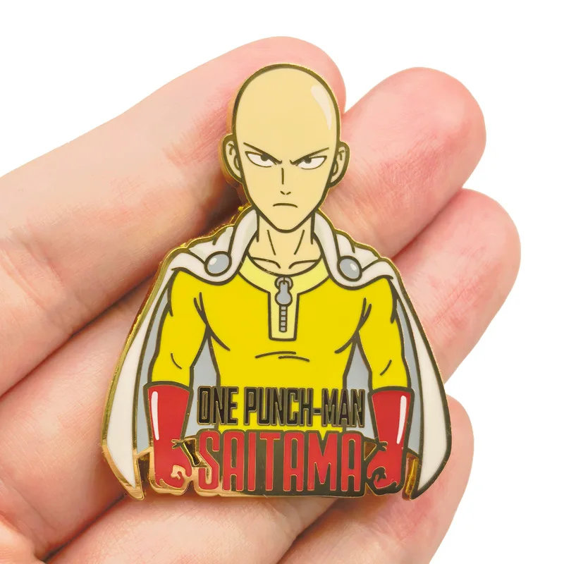 Stylish Simple Super Warrior Metal Brooch Minimal Bald Hero Figure Enamel Pin Versatile Clothe Bag Collar Daily Outfit Accessory