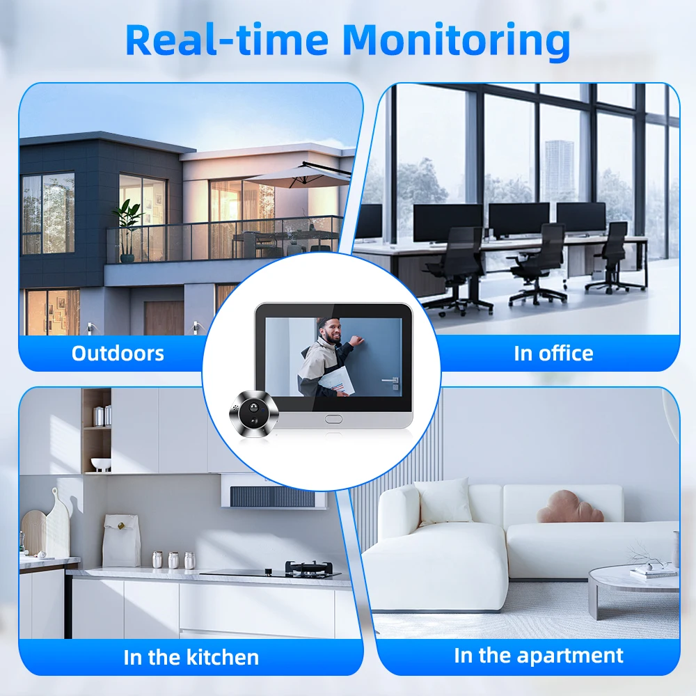 Imagem -03 - Wsdcam 4.3 Polegada Lcd Vídeo Olho Mágico Campainha Câmera ir Visão Noturna Vídeo Olho Campainha da Porta Visual Casa Inteligente Câmera ao ar Livre