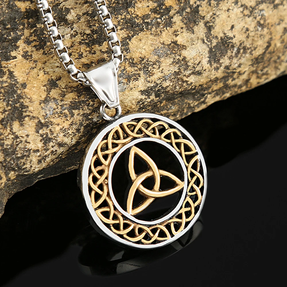 Fashion Vintage Viking Celtic Knot Necklace Men Women Stainless Steel Norse Trinity Pendant Amulet Jewelry Gifts Dropshipping image 2