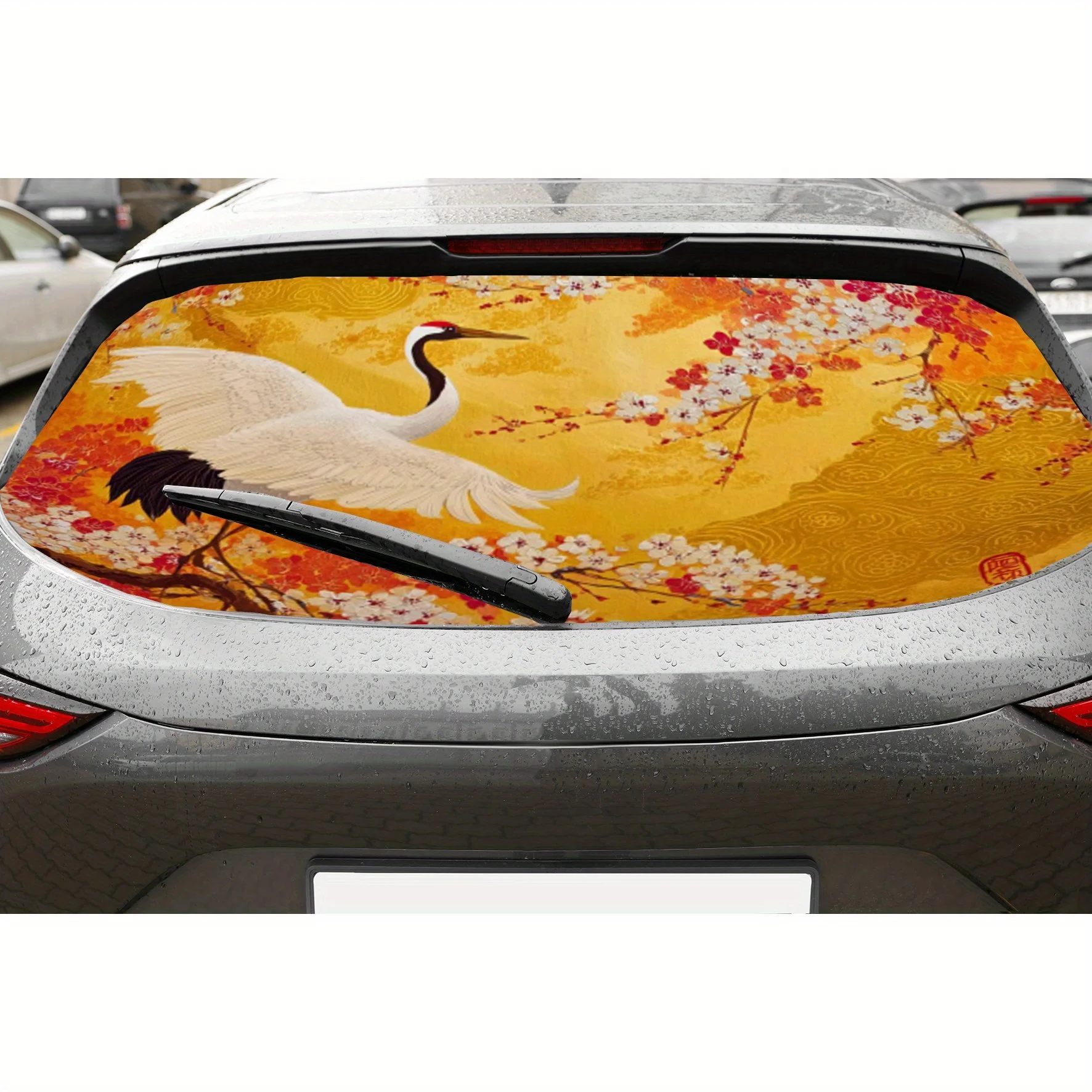 

Crane PVC material self-adhesive waterproof car rear window sticker, easy to paste without falling off, waterproof and light res