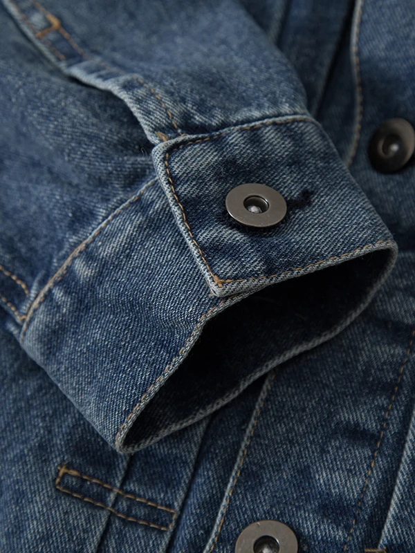 

ex Casual Denim Jaet Coat Waed Product Leisure Jaet Women's Sle G3-5--C696- Long Sve Button Closure