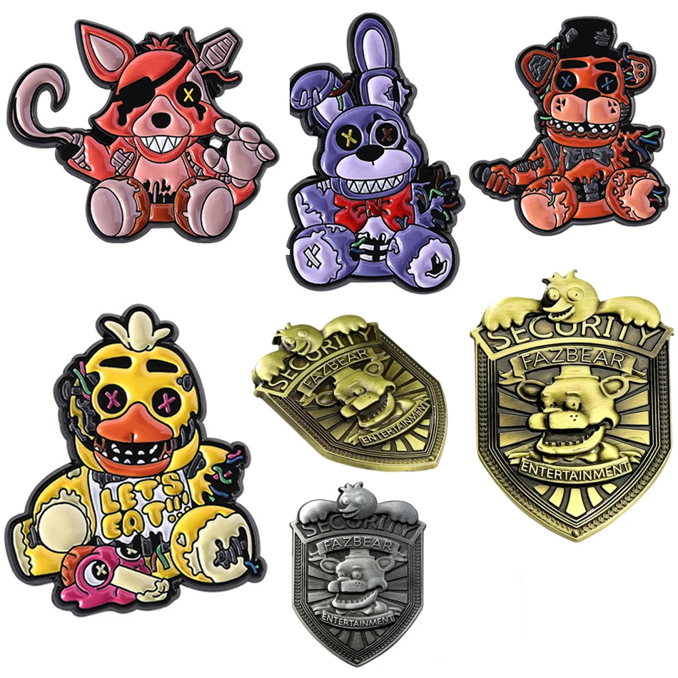 Pin de Esmalte de Anime y Videojuegos FNAF: Figuras de Freddy, Foxy, Bonnie, Muñecos de Animales, Insignias y Pines de Solapa para Mochilas, Accesorios, Regalo para Niños