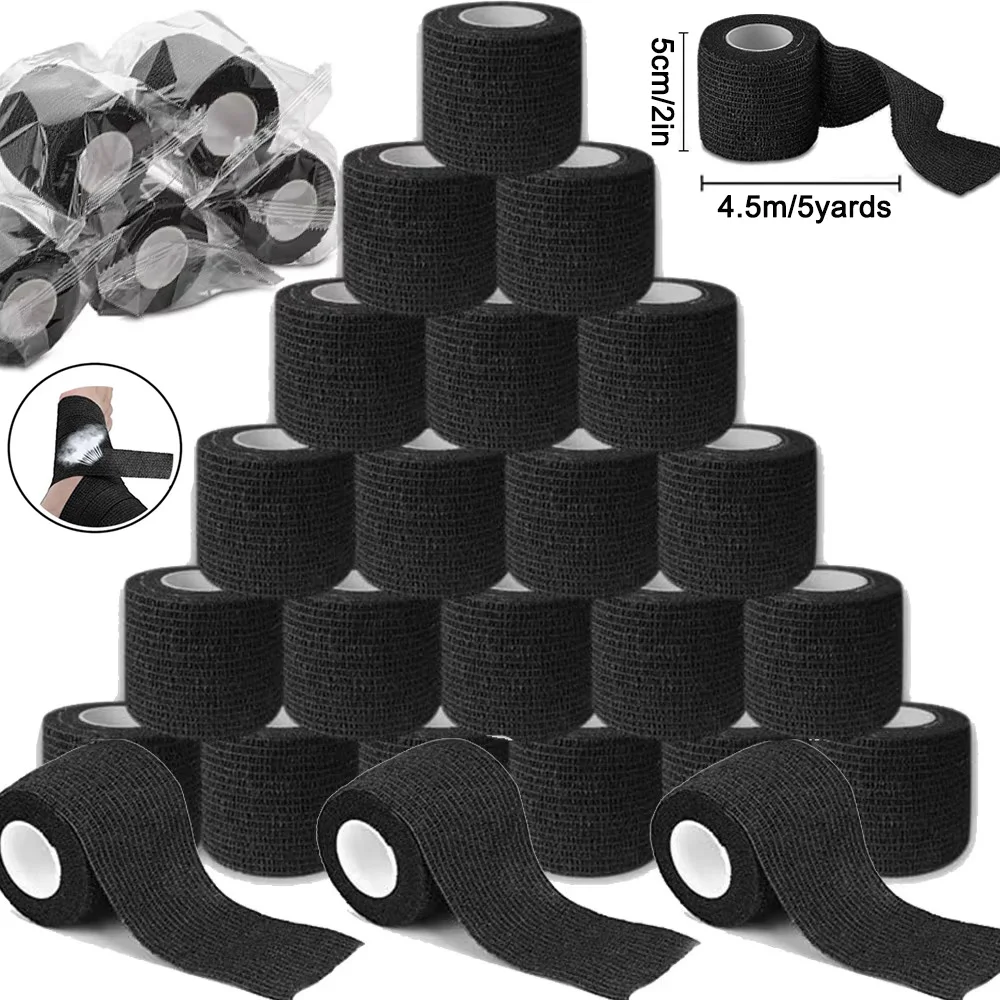 

48/24/20/1 Black Elastic Wrap Tapes Tattoo Grip Cover Bandage Waterproof Self-Adhesive Bandage Tapes Rolls Tattoo Accessories
