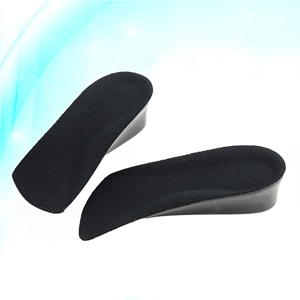 1 Pair of 15cm Height Increase Half Insole PU Invisible Shoe Lifts Heel Insoles Shoe Elevator Inserts (Black)