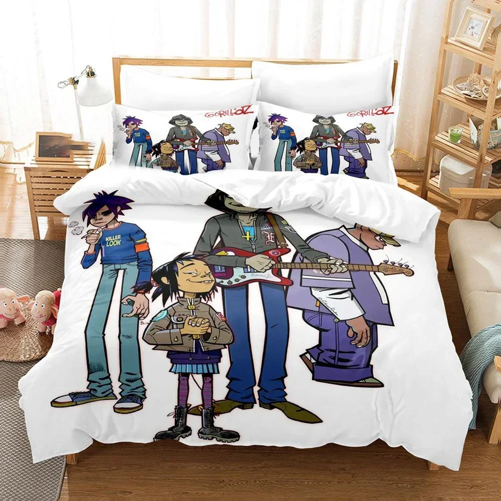 

3D Print Music Gorillaz Comfortable Duvet Quilt Cover Pillowcase Bedding Set Children Bedroom Decoration Home Textile
