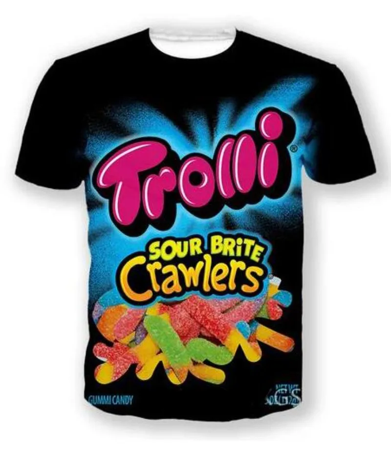 

New Fashion Men/Women Candy Snack Bag Chocolate Sauce 3D Print Short Sleeve T-Shirt Casual Hip Hop Summer T Shirt Tops