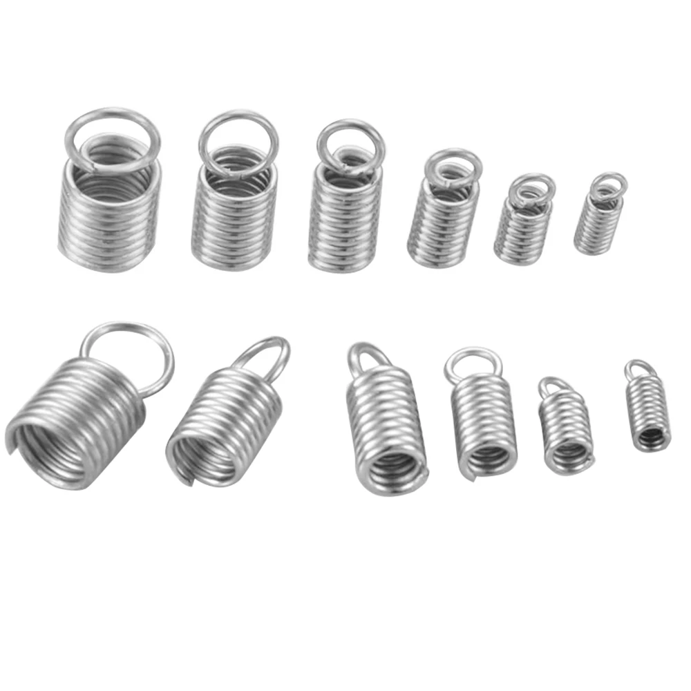 Atacado cabos de corrente de corda de aço inoxidável crimp grânulo tampas de extremidade terno para 1/2/3mm jóias fazendo diy pulseira colar conector