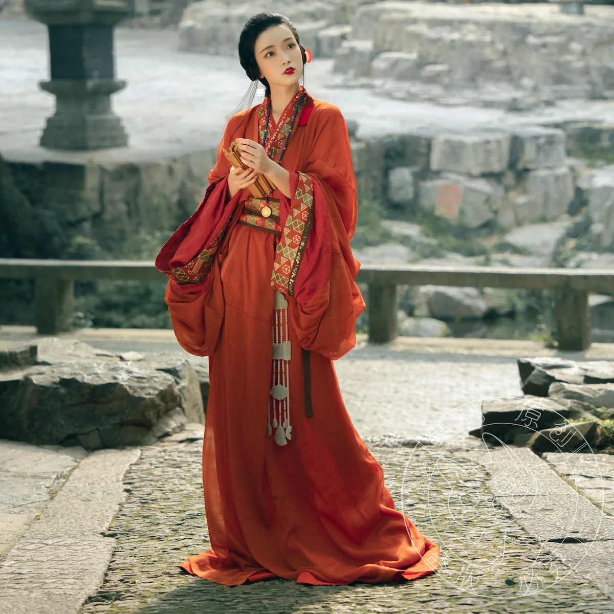 Trung Quốc Cổ Đại Hanfu Nhiều Quần Áo Chồng Lên Nhau Bộ Trang Phục Hanfu Trắng Đỏ Bộ Trang Phục Hanfu Đầm Bộ