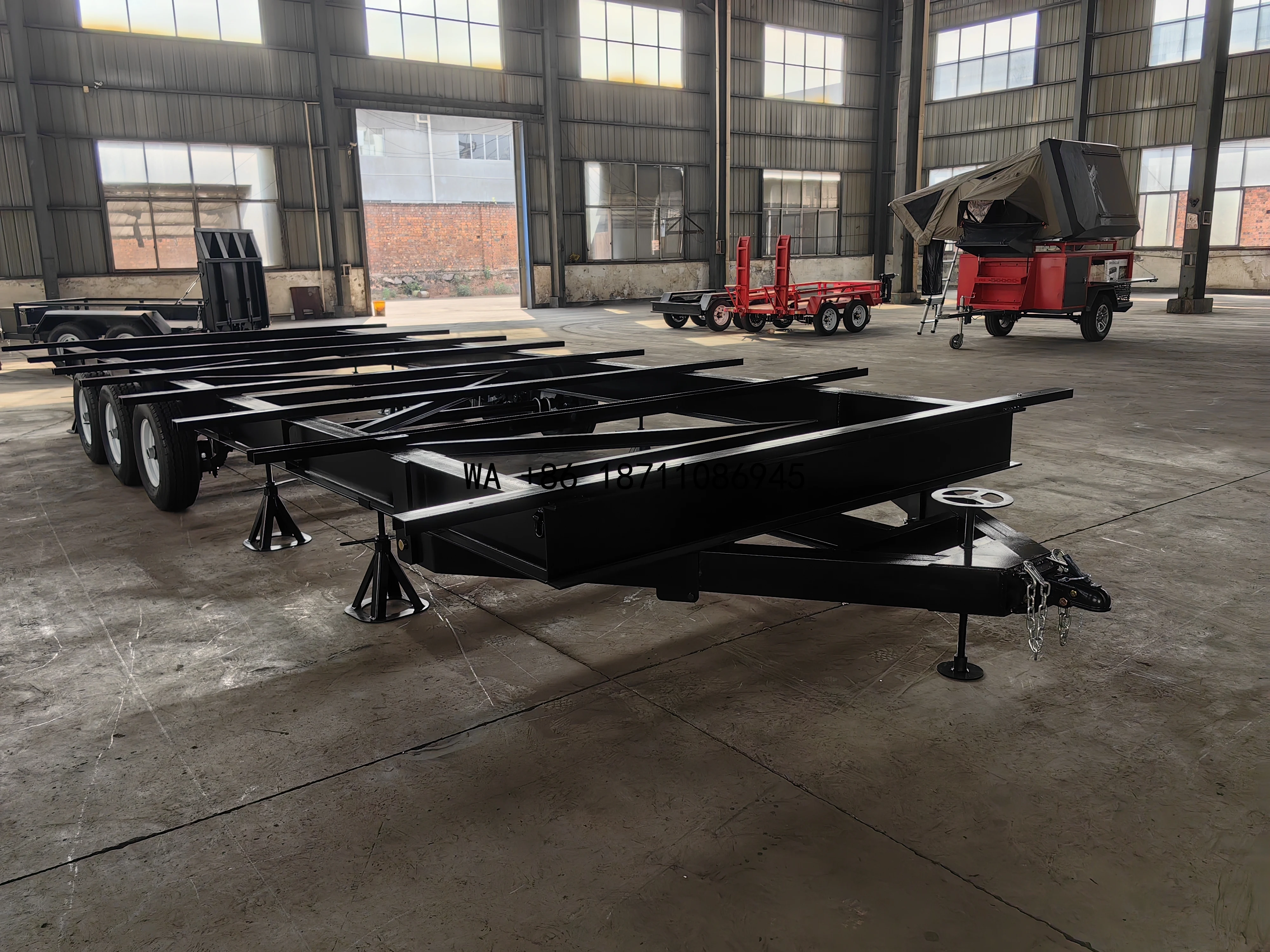 （Factory Direct Sale）Truck Container Frame House Base Trailer Chassis Heavy Duty Max OEM Steel Truck Trailer 8 Cars Semi