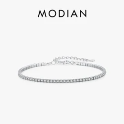 MODIAN 925 Sterling Silver Sparkling Clear CZ Bracelet For Women Wedding Engagement Fine Jewelry Anniversary Wife Mom Gifts