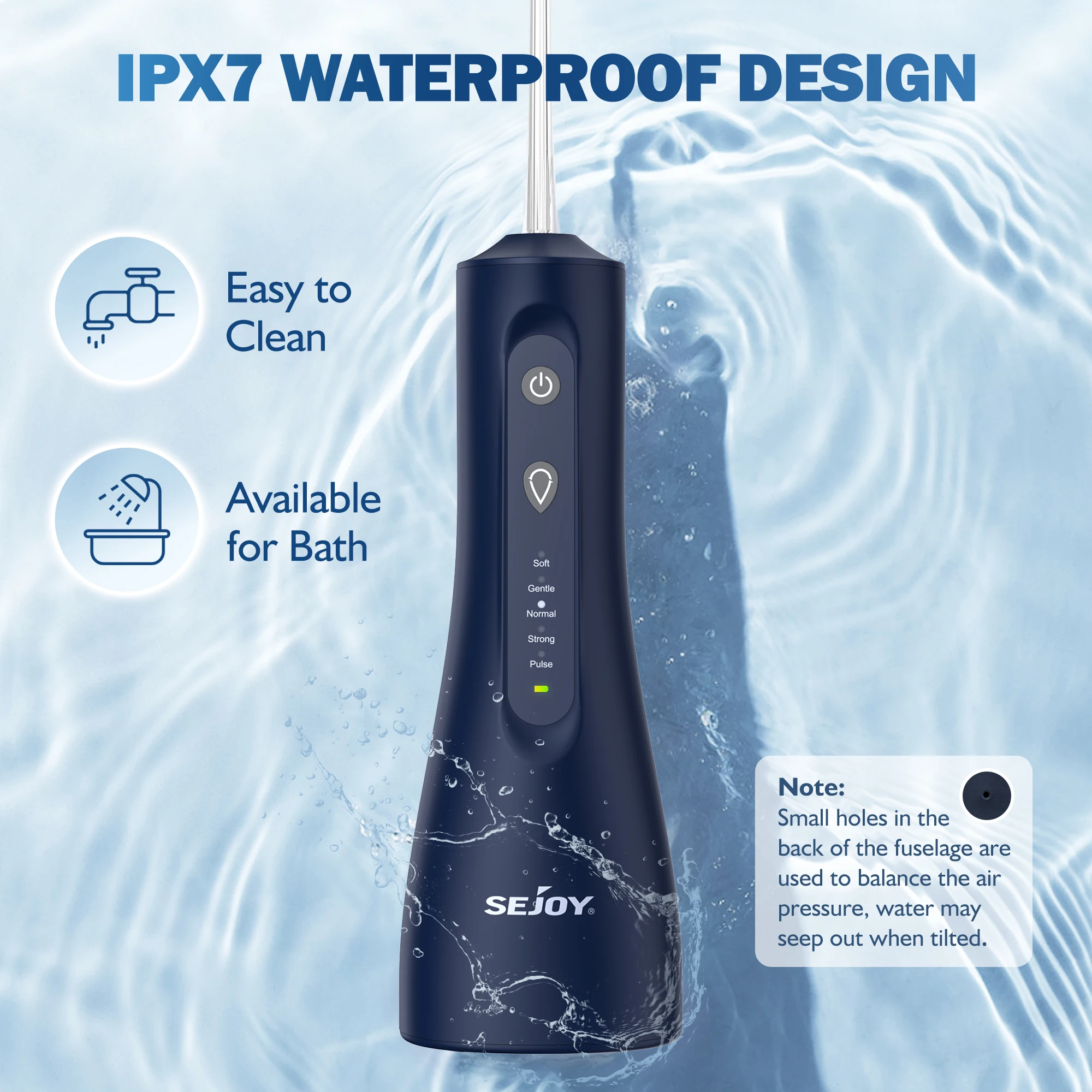 Sejoy جهاز تنظيف الأسنان بالمياه الكهربائية عن طريق الفم الري قابلة للشحن المحمولة الأسنان 5 طرق خزان المياه الأسنان 300 مللي منظف مقاوم للماء