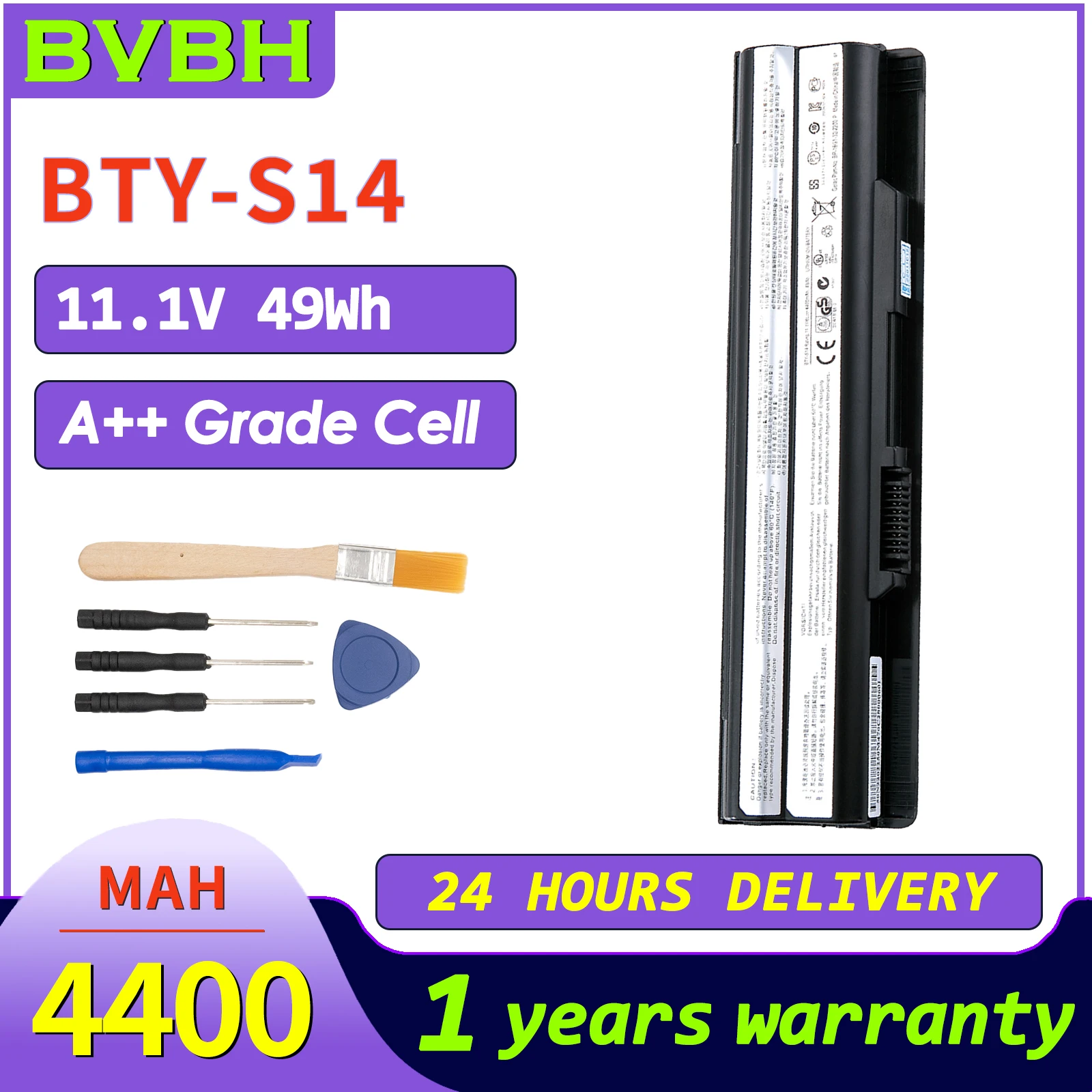 

BVbh BTY-S14 Laptop Battery FR700/FX400/FX420 Replacement for MSI GP60/GE60 Series GE60/GE70/CR41 4400mah