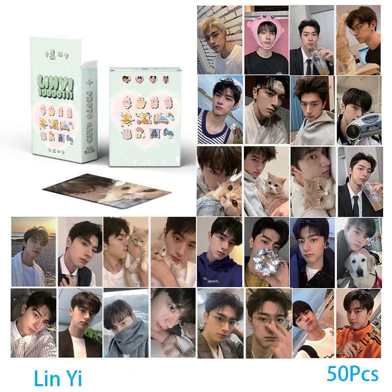 50pcs/set K-POP LinYi Laser Small Card Album LOMO Card Girl Collection Gift Postcard Photo Card Holographic Card