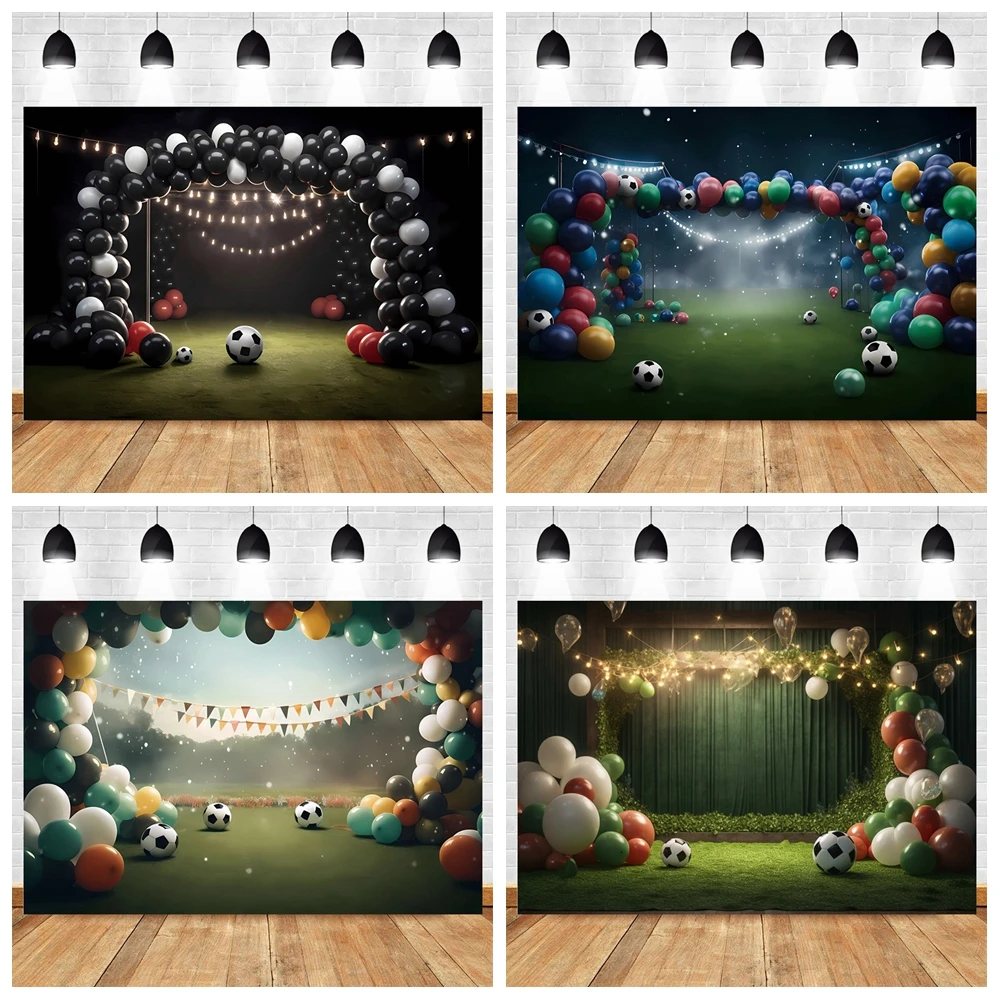 Football Backdrop Balloons Stadium Newborn Boy 1st Birthday Party Baby Shower Cake Smash Photography Background Photostudio Prop