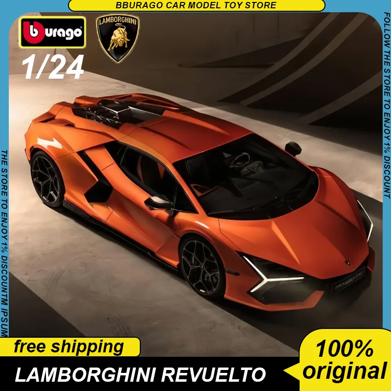 New Product Bburago 1:24 Lamborghini Revuelto Sports Car Four Doors Opened Diecast Model Edition Alloy Luxury Vehicle Toys Gift