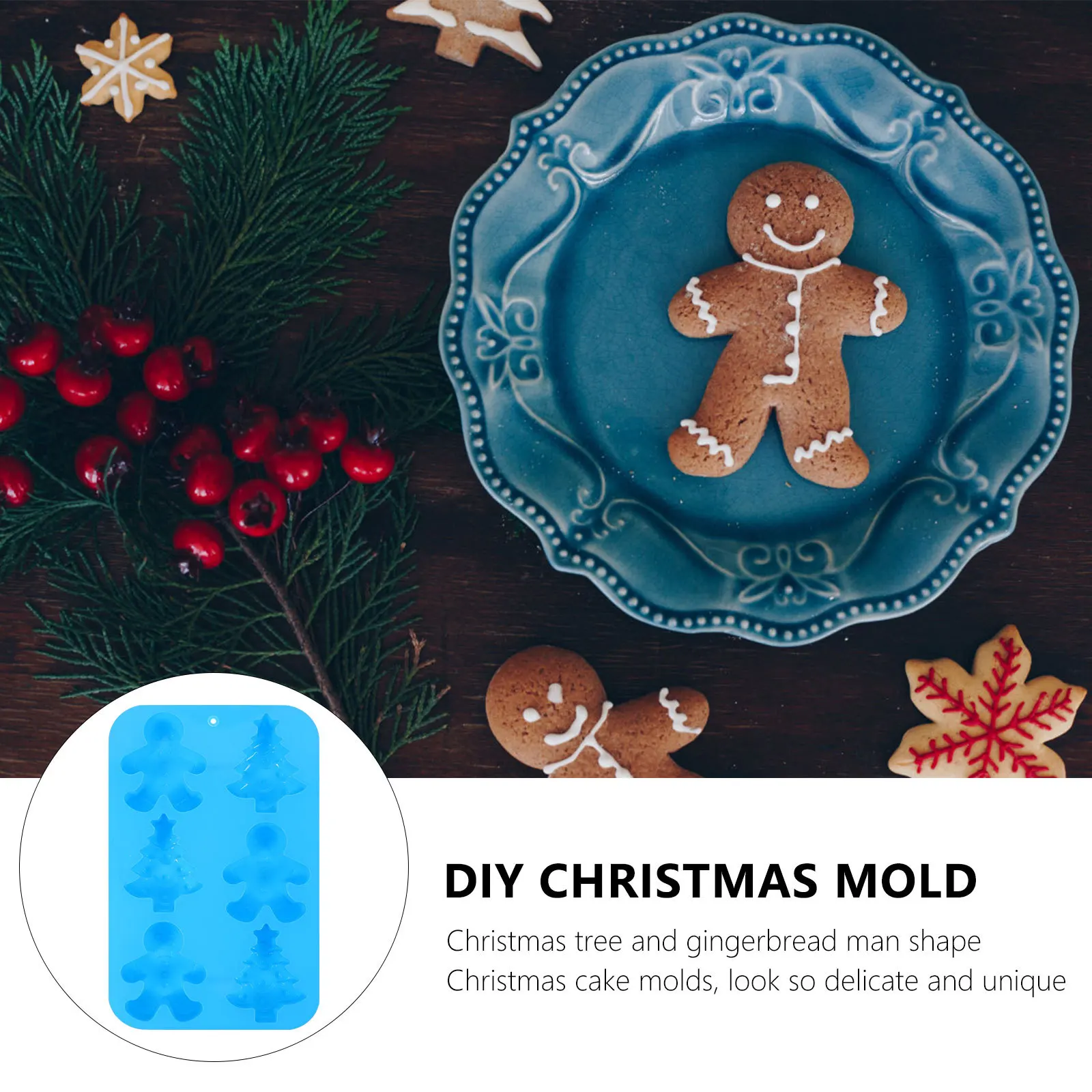 

Silicone Cake Mold Christmas DIY Baking Tool Safe Odorless Ecofriendly Gingerbread Man Tree Shape Christmas Supplies