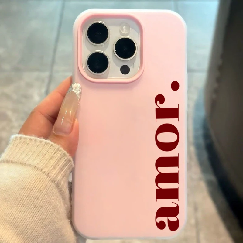 Red Amor. Letter Print Personalized Phone Case For Samsung Galaxy S26 S25 S24 S22 S21 Ultra Plus A54 A37 A56 Cover Jelly Bumper view 4