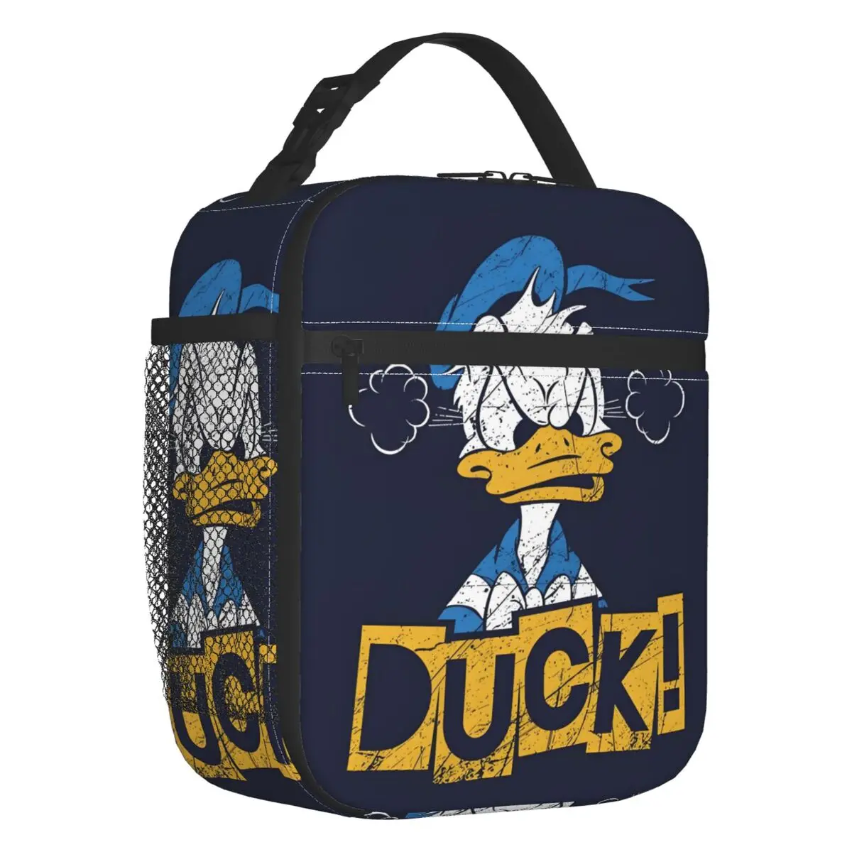 

Custom Funny Donald Duck Resuable Lunch Box Waterproof Kawaii Cartoon Thermal Cooler Food Insulated Lunch Bag Office Work