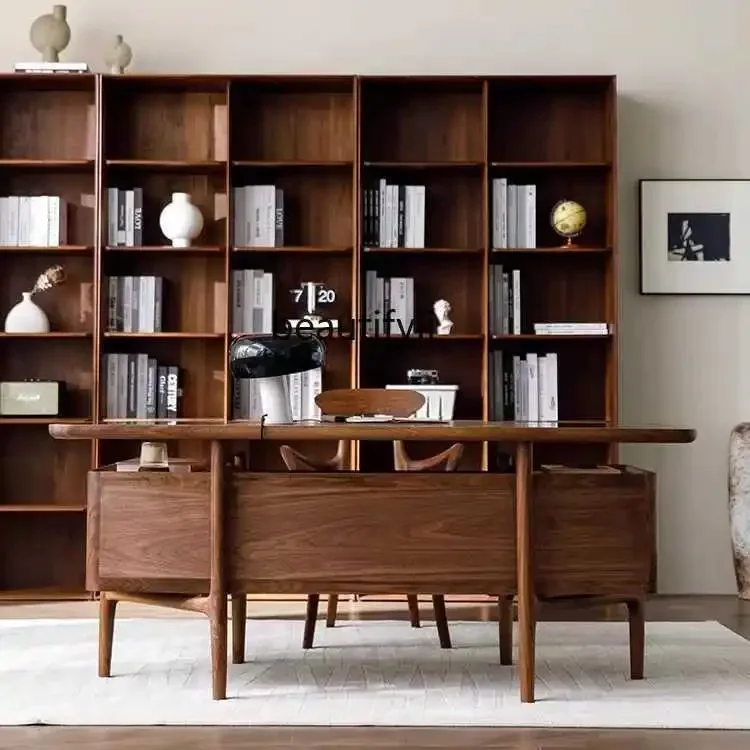 03.North American black walnut writing desk Italian light luxury solid wood, study desk