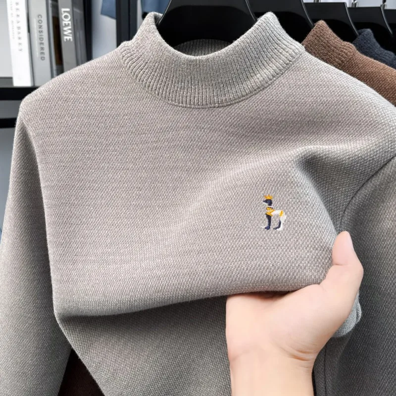 

Brand luxury round neck sweater men's high-end plush warm new Korean trend cute dog embroidery youth casual knitted pullover