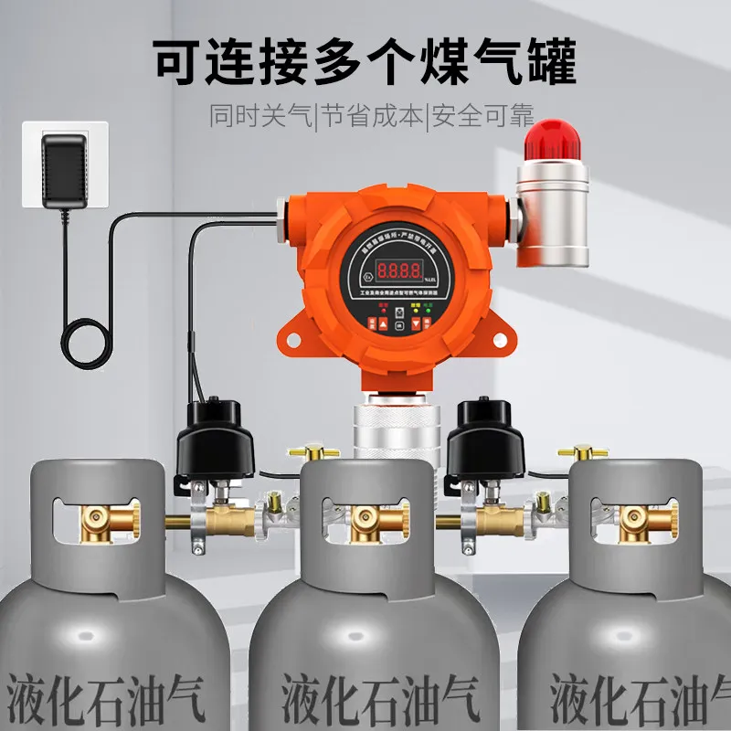 Explosion-Proof Gas Detector Alarm with Auto Shut-Off Valve for Natural Gas Leak, Commercial Use