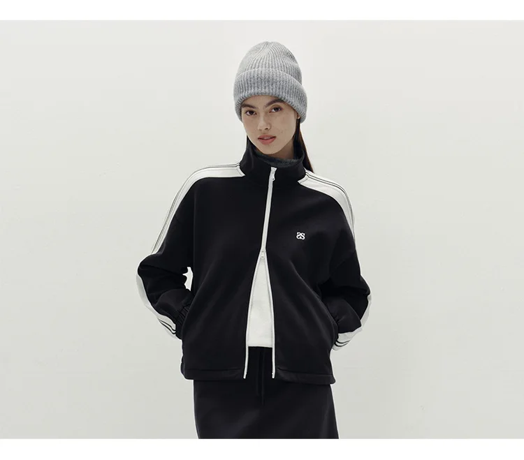 Semir Jacke für Damen, Kordelzug, College-Stil, Stehkragen, Textur, sportlich, 2025, Herbst-Oberbekleidung, Damenbekleidung, Tops für Damen – Detail 9