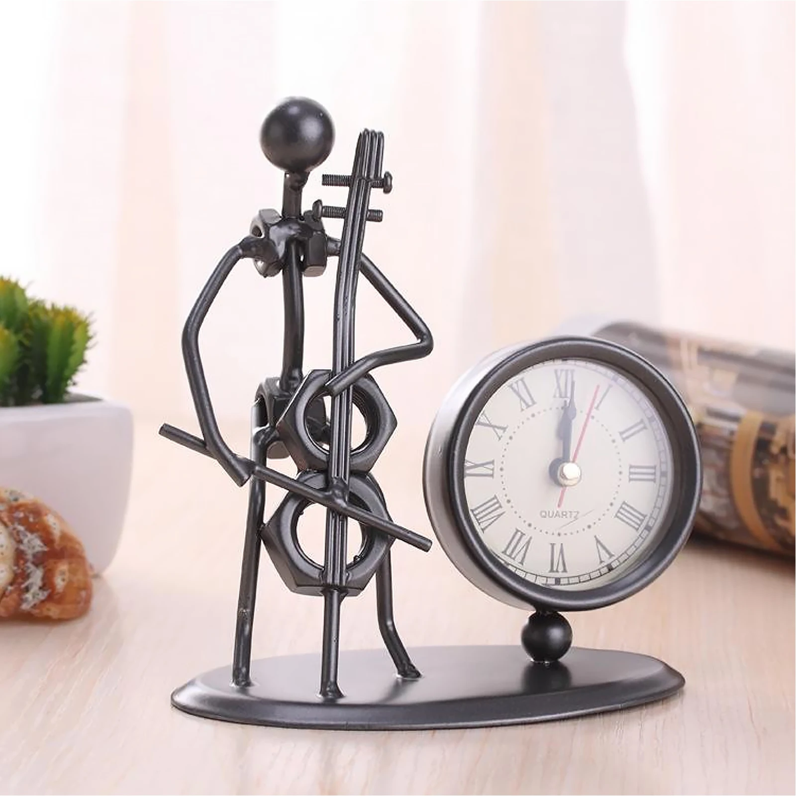 

2 Pcs Band Ornaments Clock Shape Metal Retro Home Decor Tinplate Desktop Accessories High Metal Ornament Quality
