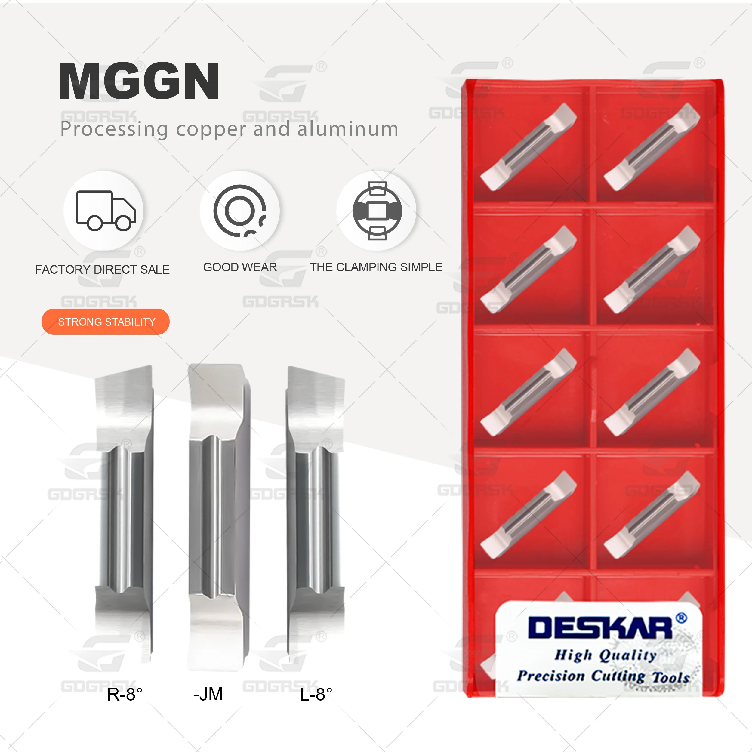 

DESKAR MGGN Series Aluminum Grooving Blade MGGN150/300-JM K10 CNC Lathe Slotting Insert MGGN300R/L-8 K10 Oblique Grooving Insert