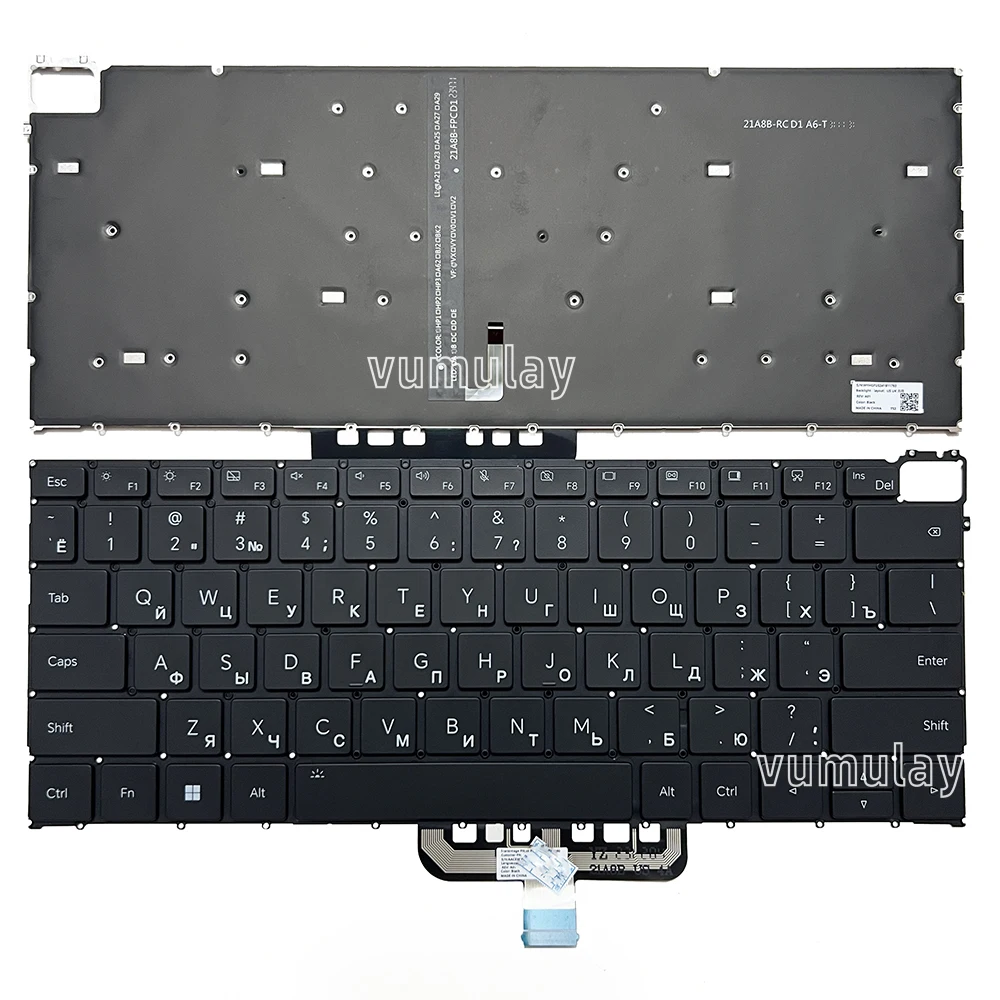 Teclado retroiluminado dos EUA/russo para Honor MagicBook X14 Plus FMI-76 MFI-721 GLO-N76/G56 HGF-W56,X14 Pro FRI-G56 FRI-G58/H76,X14 FRI-F56/F58/F561/5611U FRI-G56 FRI-H76,GLO-F56/F76,View 14 HGE-W56/W76
