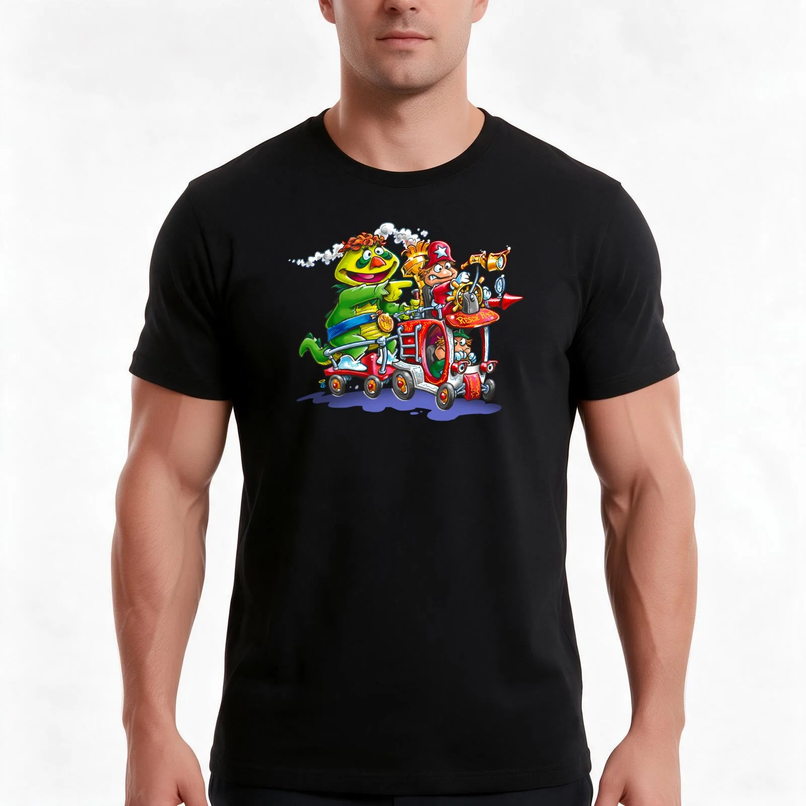 RESCUE RACER T-Shirt Summer Casual Cotton Tee Oversized Streetwear Tops Vintage Graphic Print Loose Fit Short Sleeve