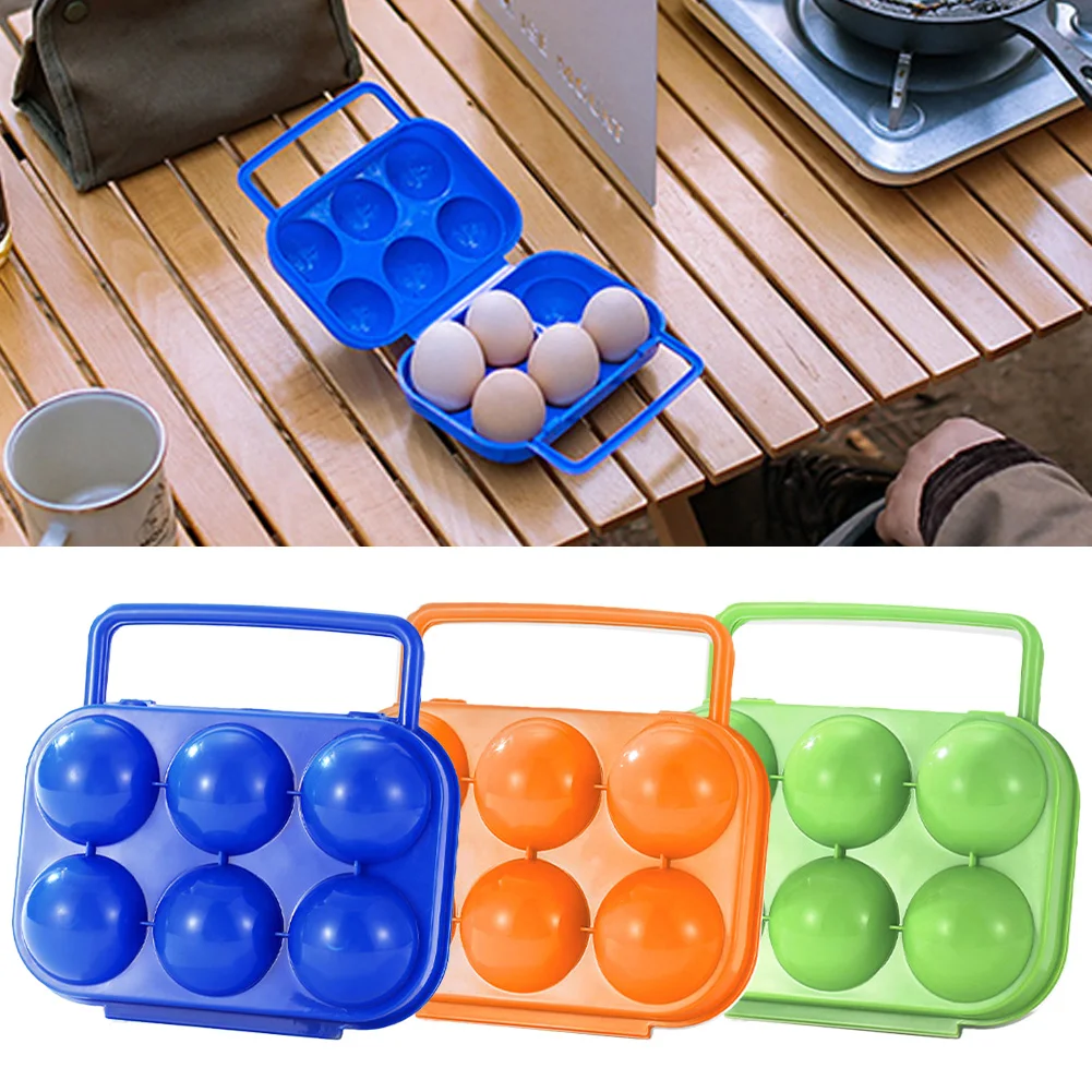 Scatola di immagazzinaggio Vassoio per uova da campeggio all'aperto Picnic Plastica 15.5x14.6x7cm 6 uova Contenitore in ABS Scatola Vassoio per uova Stile maniglia