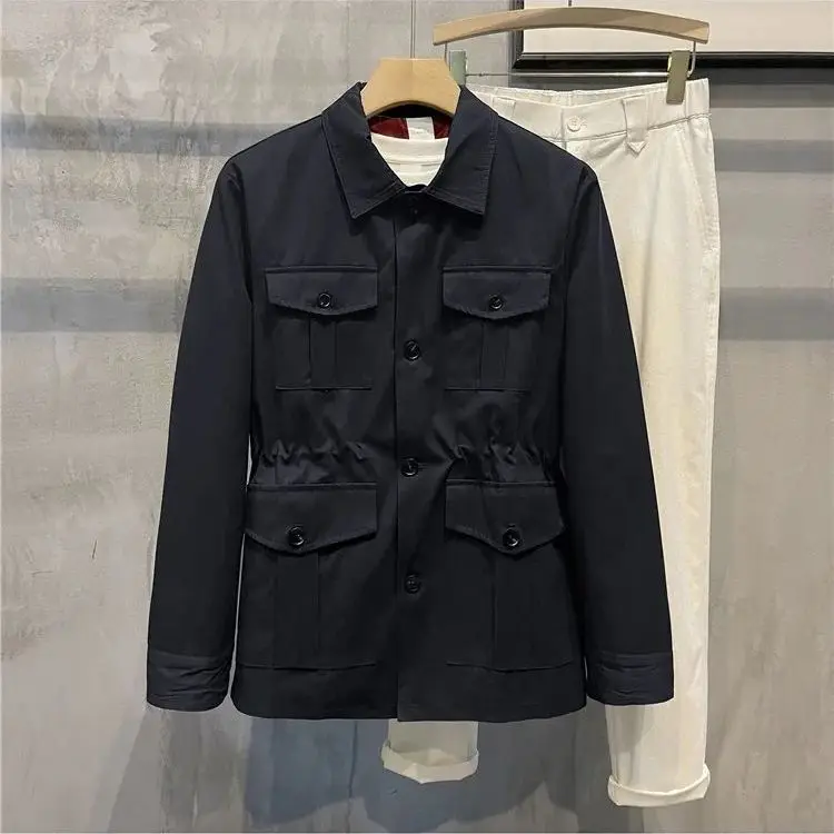 Autumn and Winter Korean Version Handsome Men's New Workwear Style Lapel Jacket Retro Top Light Mature Trendy Jacket