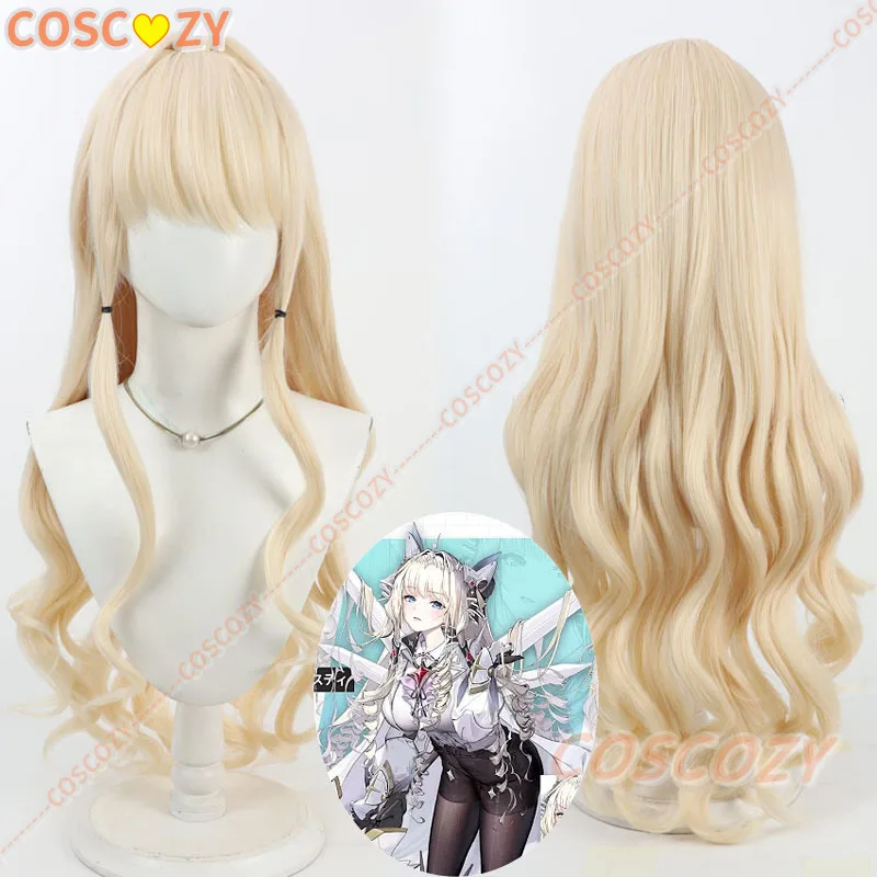 

Crown Cosplay Wigs Nikke The Goddess of Victory Crown Synthetic Hair Halloween 80cm Long Wavy Blonde Wig Heat Resistant
