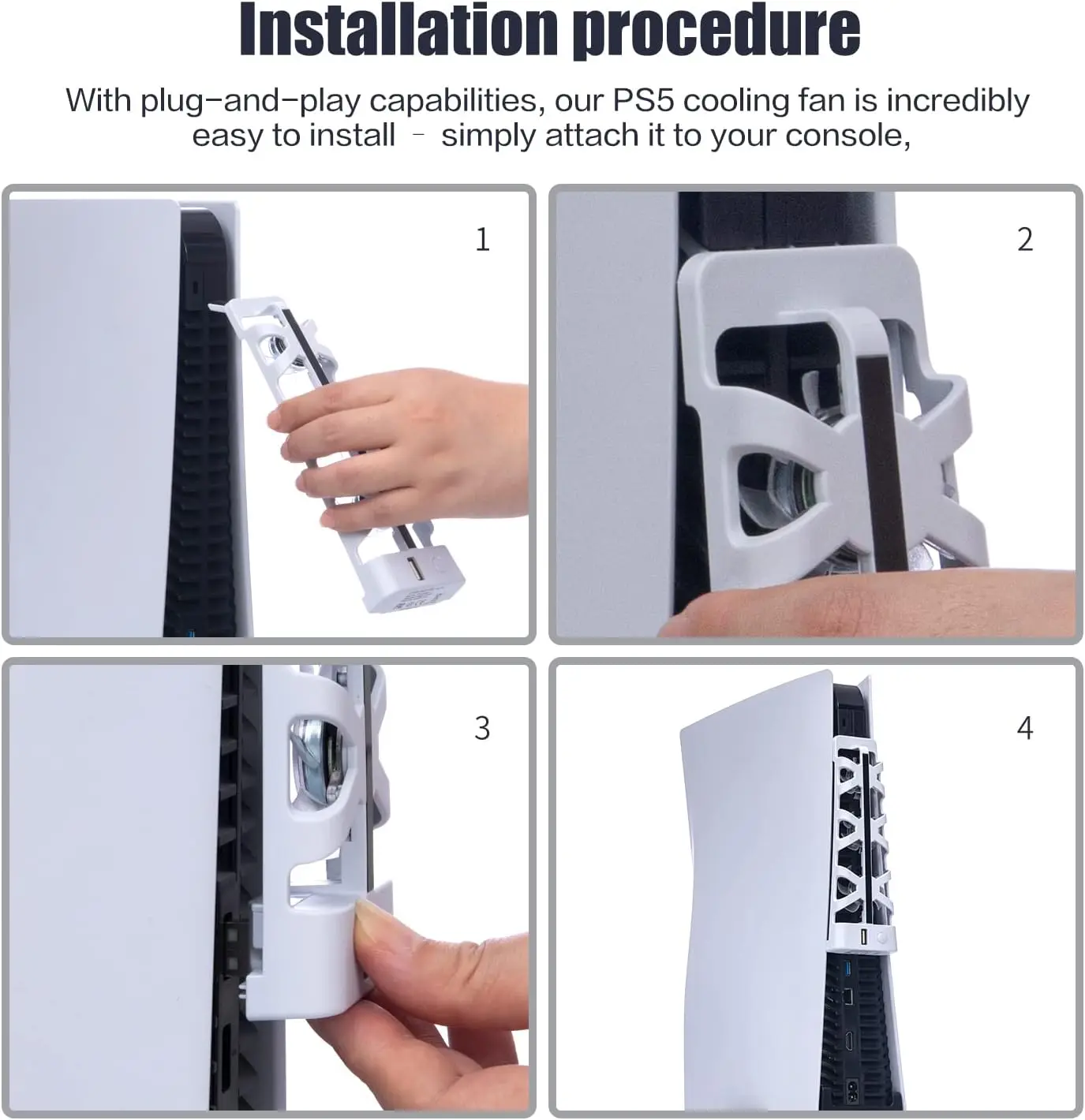 2025 Neue PS5-Lüfter für PlayStation 5-Lüfter, PS5-Discs-Edition und Digital Edition mit RGB-Beleuchtung und USB 3.0-Anschluss