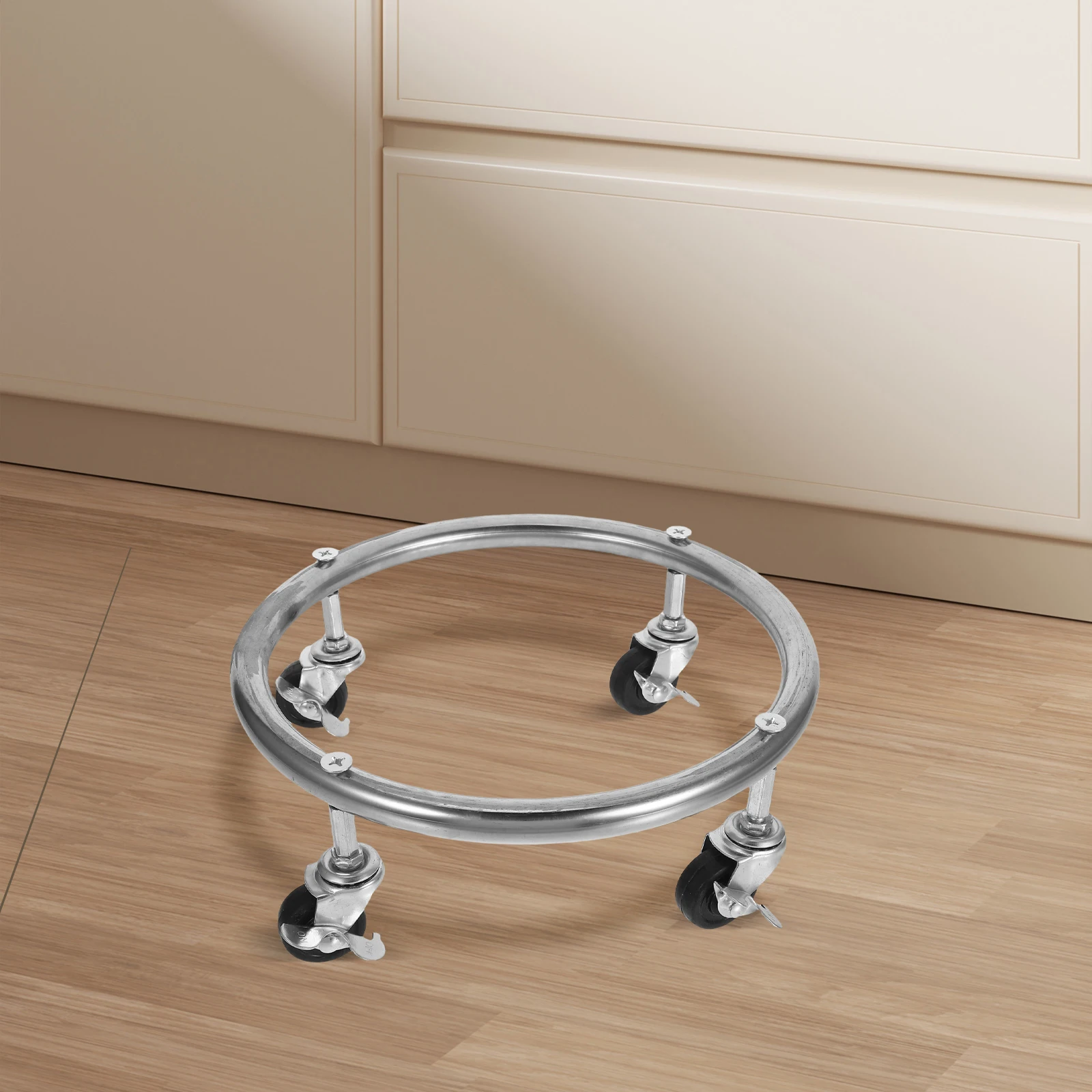 

Tank Base With Casters Propane Cylinder Moving Tray Silver Round Movable Kitchen Storage Solution Easy Clean Sturdy Gas Cylinder
