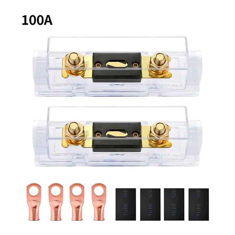 Strict 2Pcs Bolt-On Fuse Car Fuse Holders Fusible Link With Fuse 100A Fuses AMP For RV Car Solar