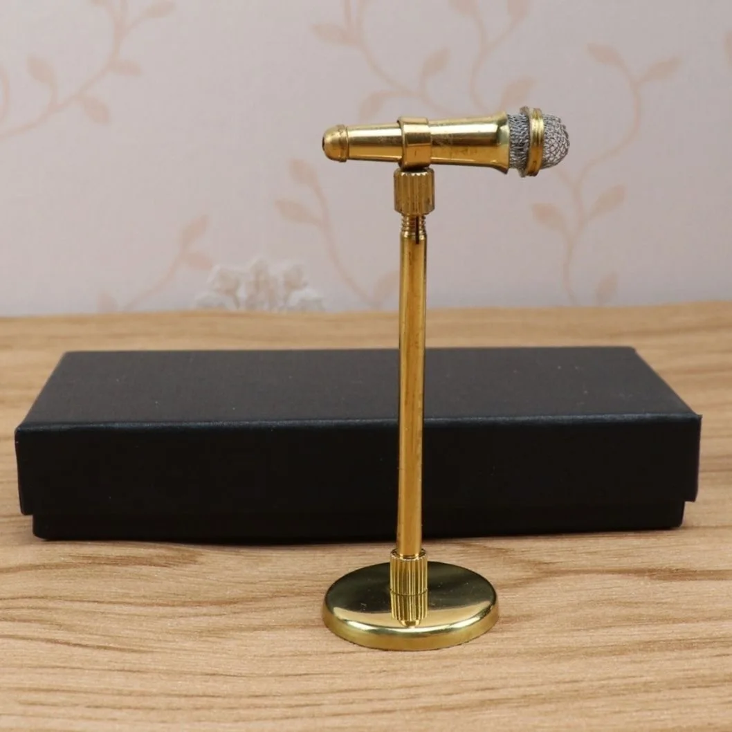 1 6 scale dolls accessories doll microphone, gold-plated microphone, musical instrument ornament 1 piece