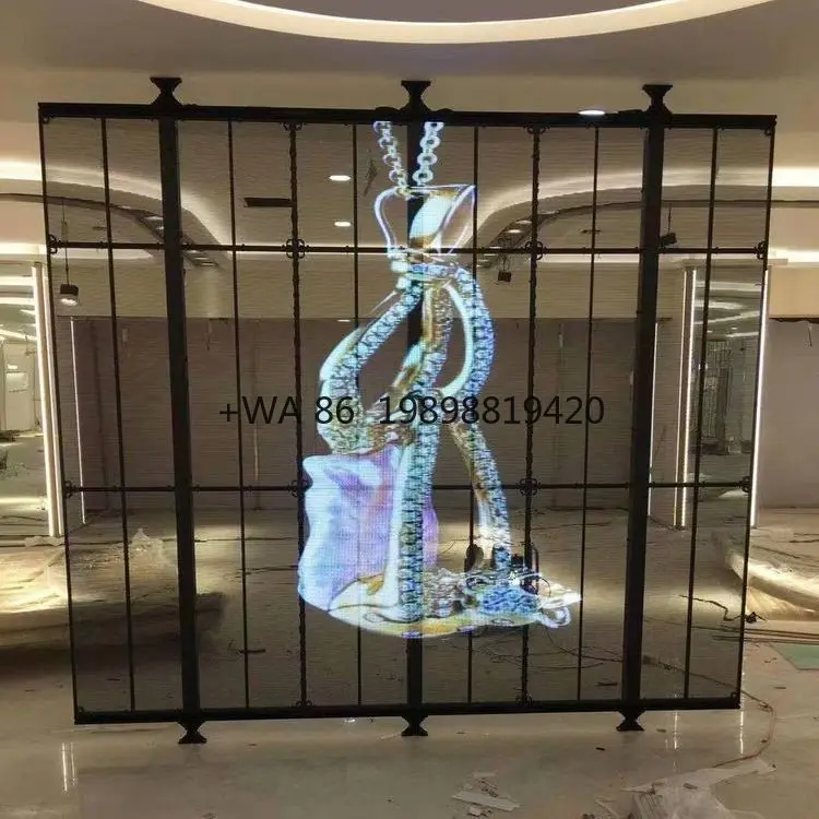 Indoor P3.91-7.81 Transparent LED Screen, HD Advertising LED Wall Display, Behind Window LED Screen 2500nit