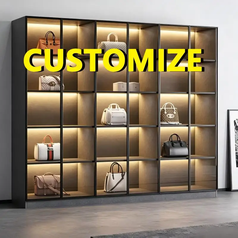 Any Size Custom Building Blocks Display Case Tempered Glass Door LED Light Large Capacity Aluminum Frame Dust Kids Room Storage