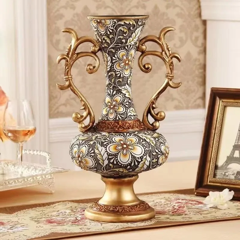 European high-grade ceramic enamel antique retro luxury flower pot home decoration vase ornament new house