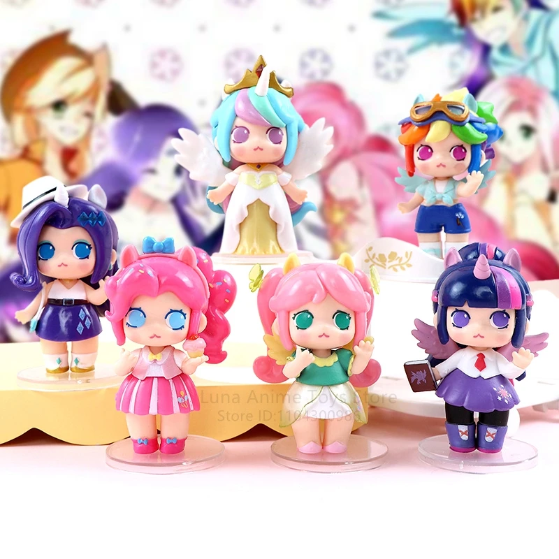 

6pcs MINISO My Little Pony Anime Figures Cute Girl Group Model Dolls Figurine Desktop Decoration Kids Toys Girls Birthday Gifts