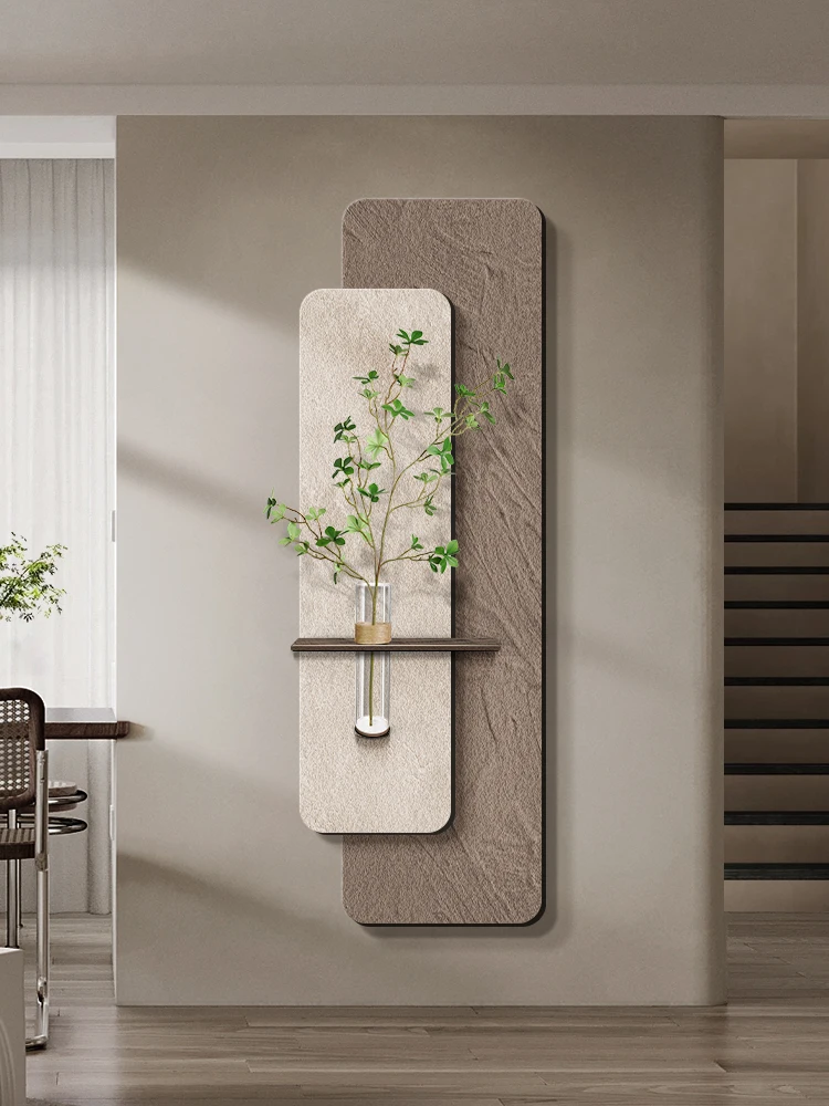 Black And White Hydroponic Green Plant Entrance Decoration Painting Wabi Sabi Style Corridor High-end 3D Sandstone Wall Lamp