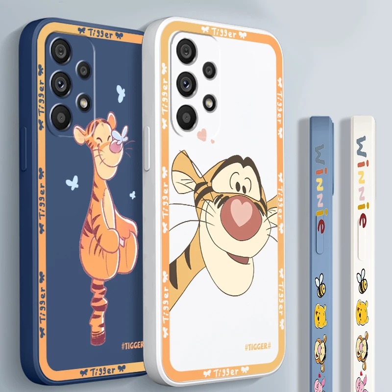 Tigger Pooh Bear Good Cute Liquid Left Rope For Samsung A53 A52 A55 A32 A51 A71 A21S A13 A73 A55 A72 A23 A35 A05 5G Soft