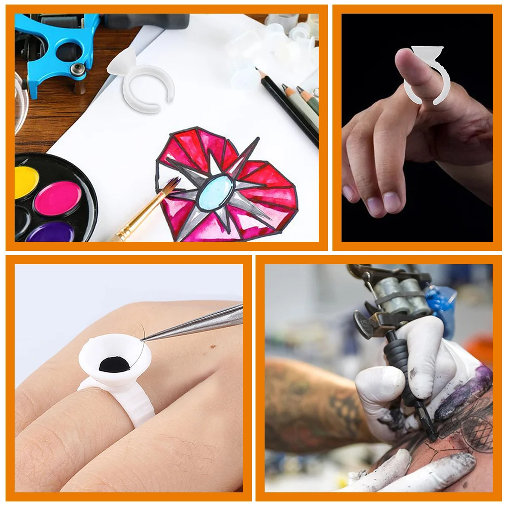 

200Pcs Plastic Ring Cups for Eyelash Glue Holder Secure Non-Spill Design Ideal for Lash Grafting and Jewelry DIY