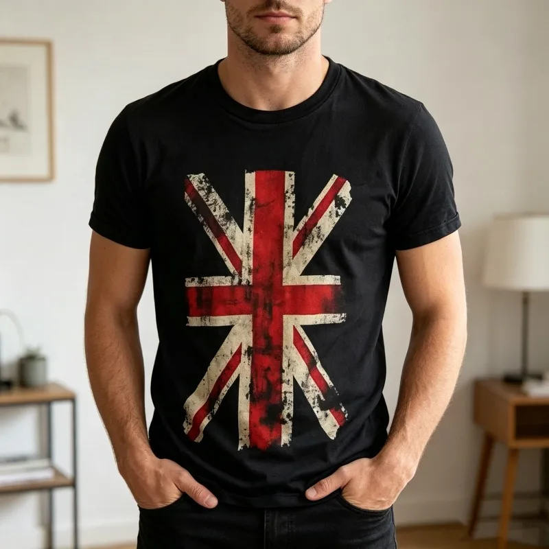 Union Jack Graphic Tshirt Vintage UK Flag Print Unisex Short Sleeve Casual Tee Top  T-shirt