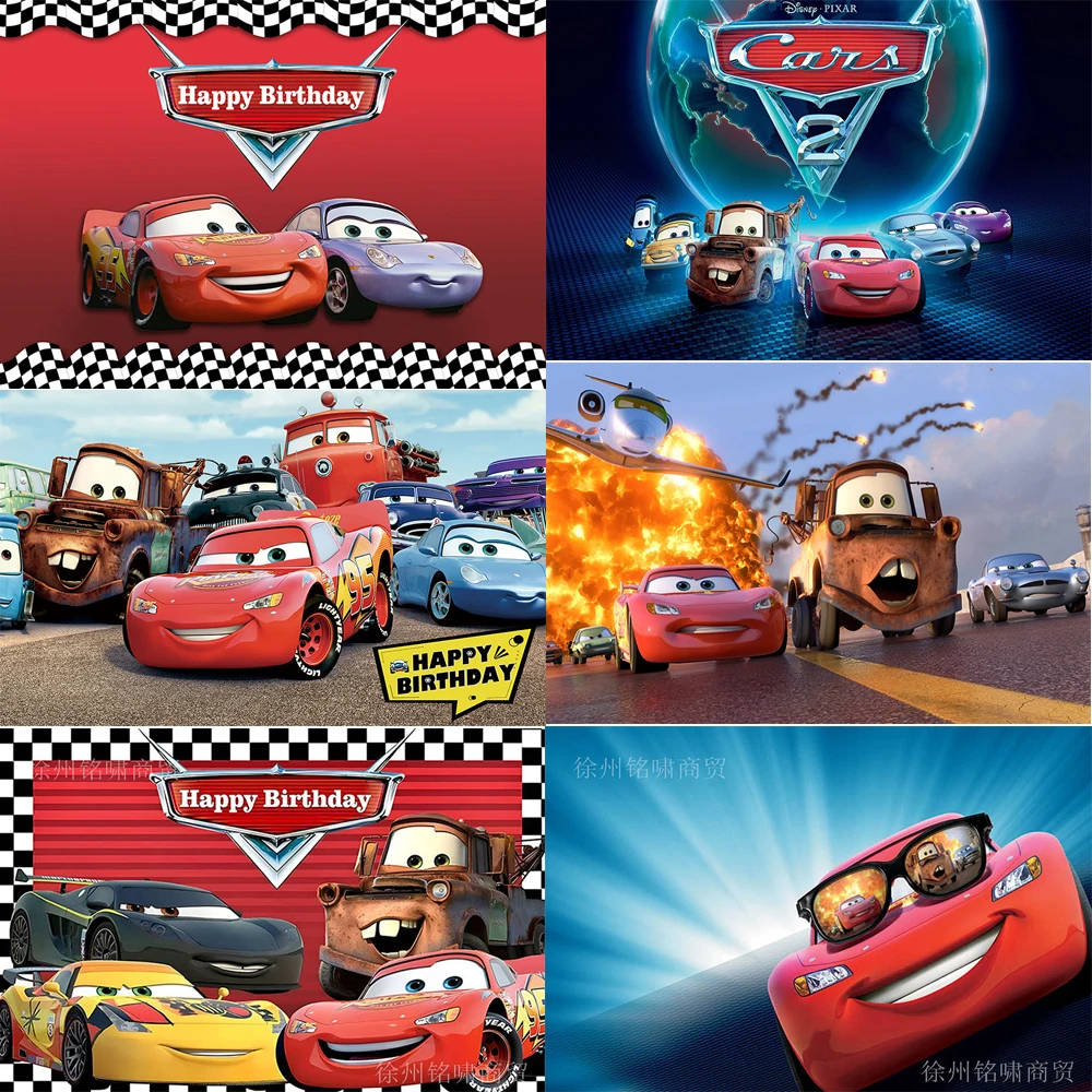 

Disney Cars Lightning Mcqueen Cycle Racing Birthday Party Photography Decoration Background Custom Props Baby Shower Boy Gift