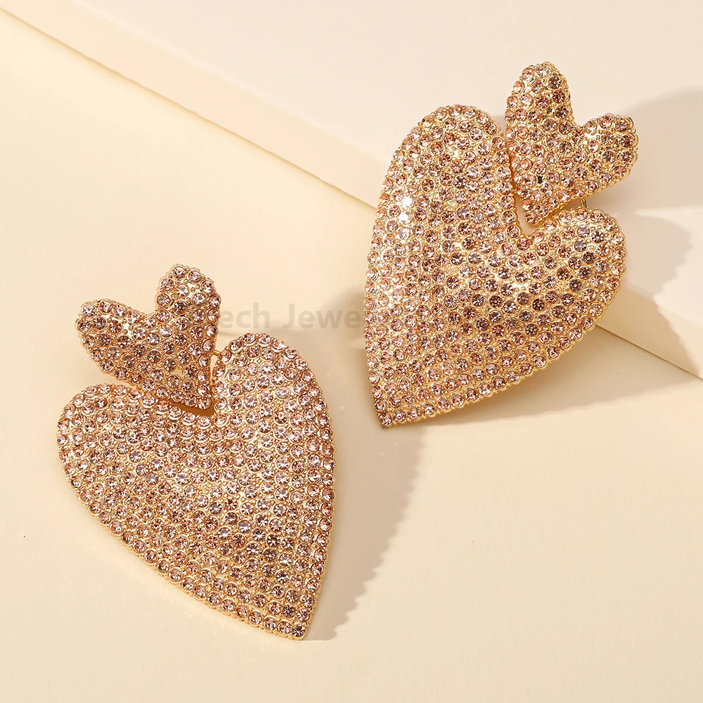 Ztech Big Double Heart Earrings For Women 9 Colors Statement Accessories Female Pendientes Luxury Korean Fashion Jewelry